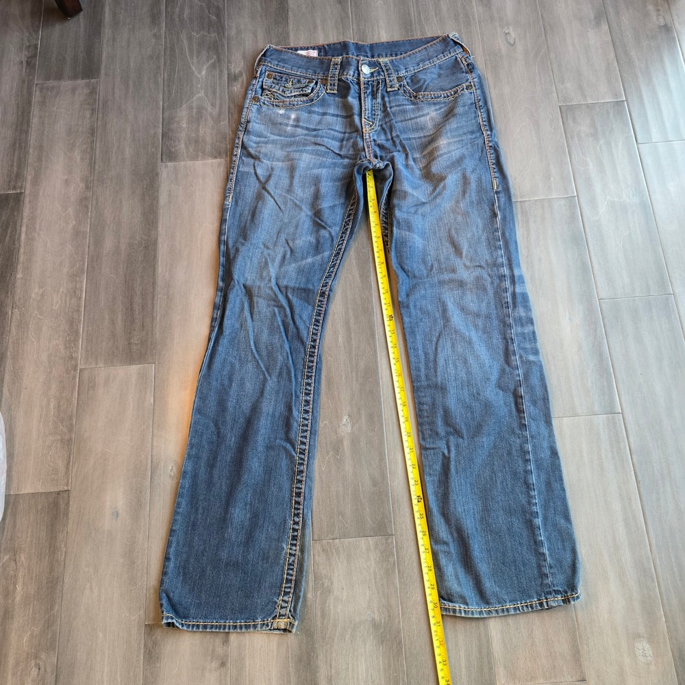 True Religion Ricky Relaxed Straight Blue Jeans button pockets Mens 31 x 31 - Picture 8 of 10